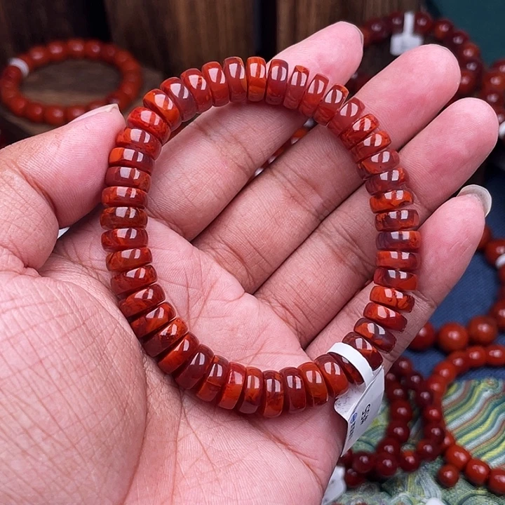 南红玛瑙未镶嵌手链南红瓦西卡10火焰药片