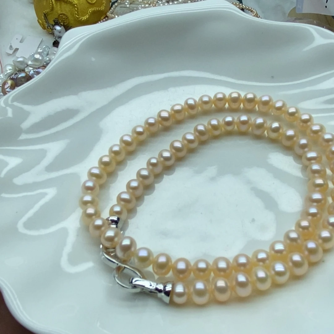 娇***粉银S925镶嵌天然淡水珍珠无人工干预淡水珍珠