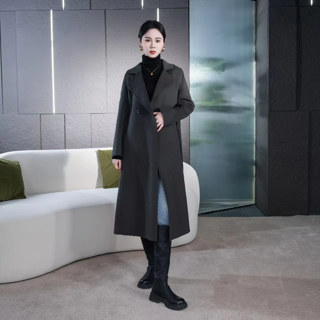 【丽爷】V002灰色毛呢外套