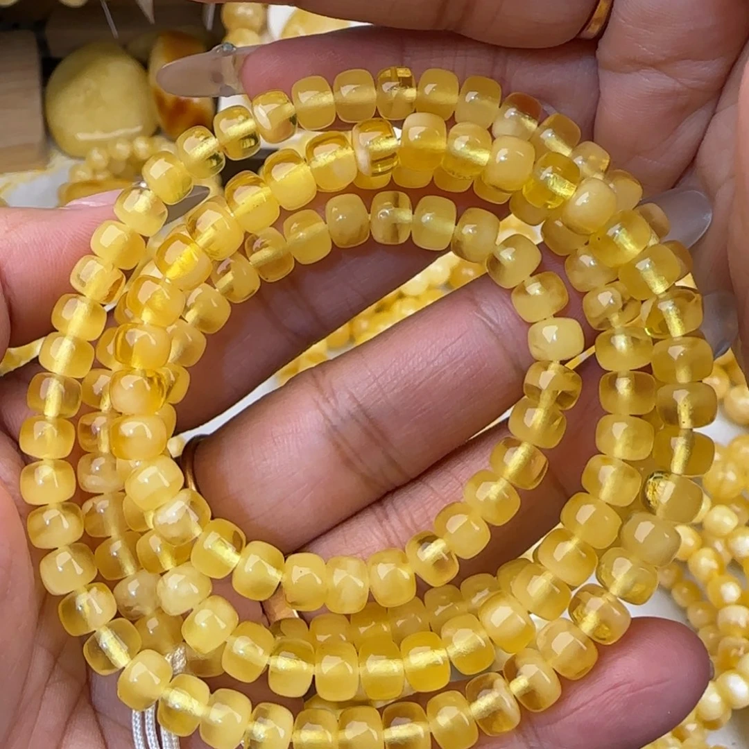 蜜蜡未镶嵌手串金绞蜜聚宝盆多圈