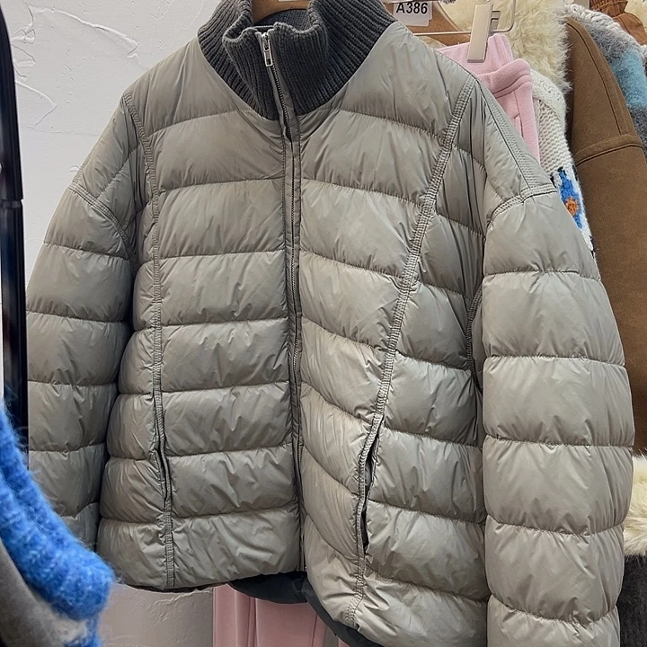 模特自留 灰色羽绒服