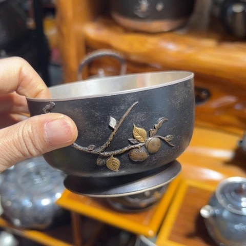 蜜安罐瓷香炉锡茶则