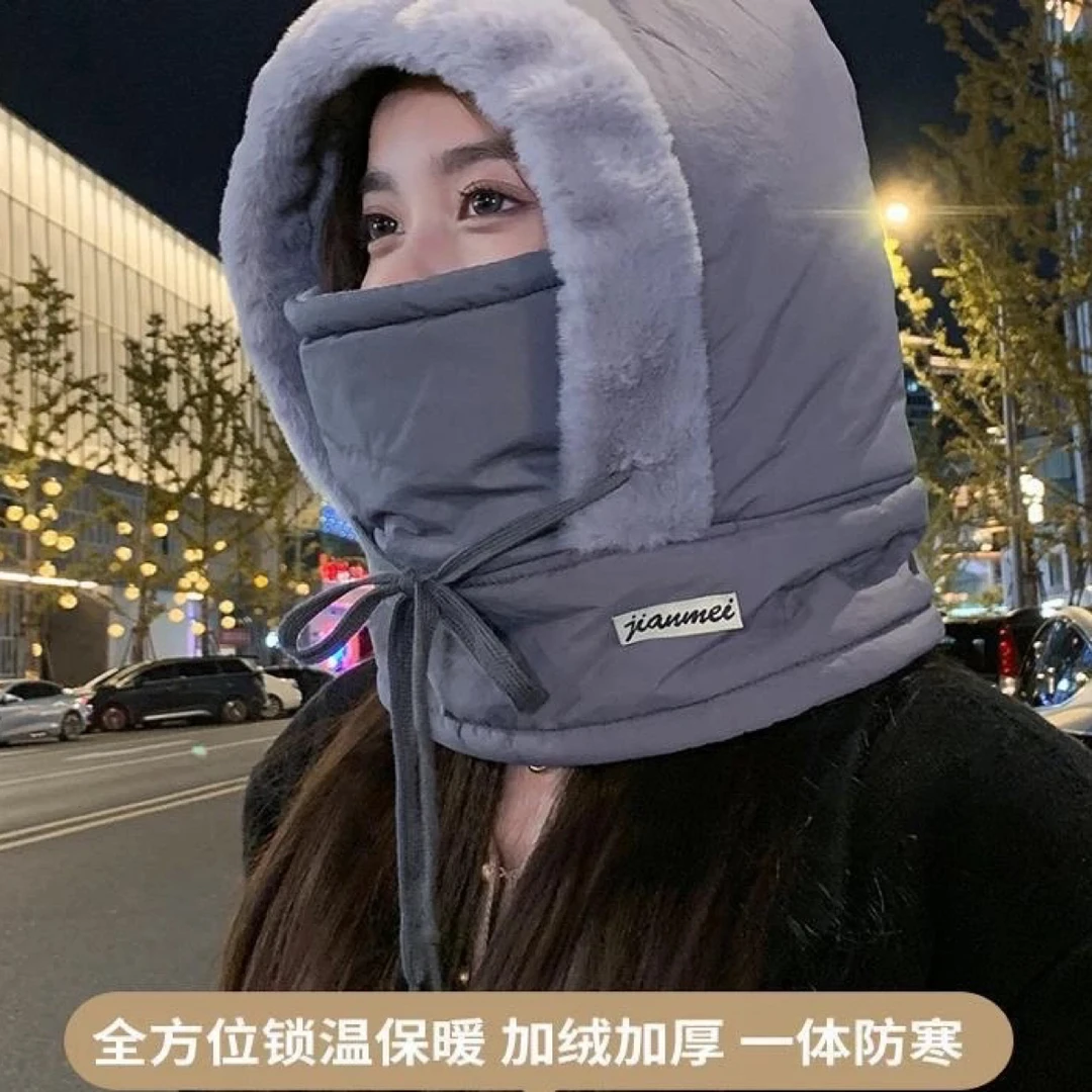 冬季雷锋帽子男女大头围加绒保暖秋冬滑雪骑行防风面罩围脖一体帽