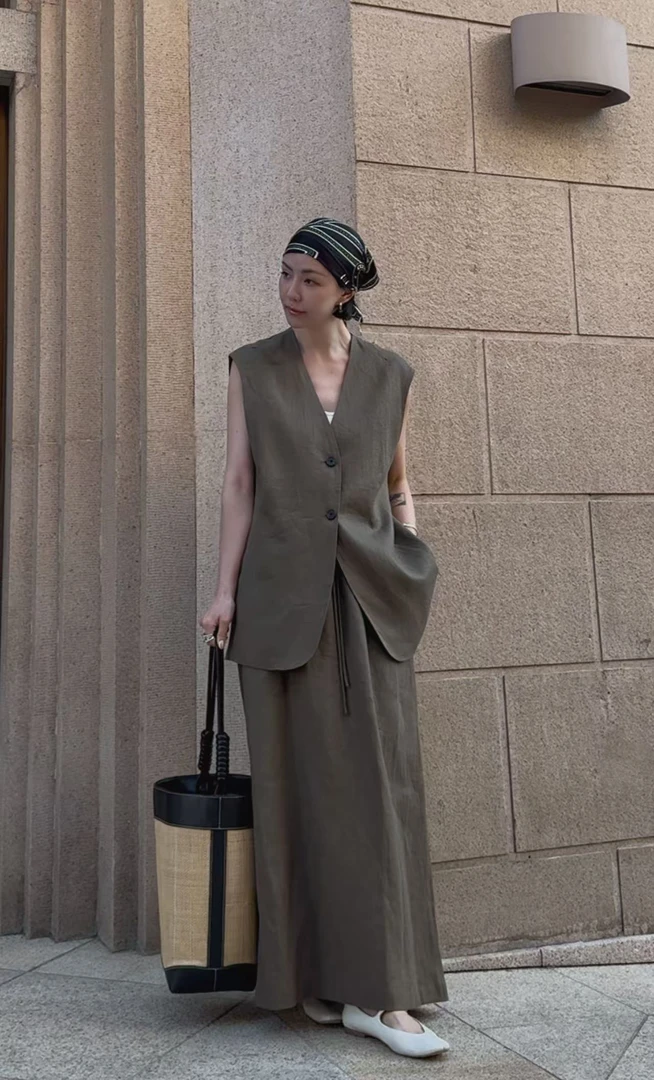 Balance纯亚麻多扣显瘦马甲 60255（福福）