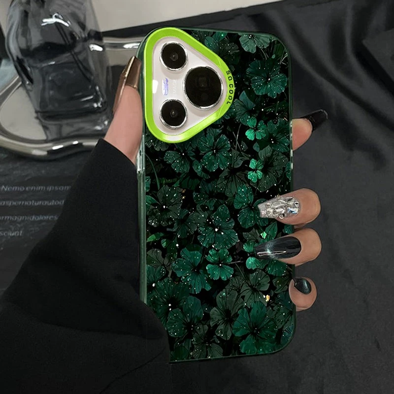 绿色星空花朵适用华为pura80手机壳女磨砂小众防摔全包硅胶保护套