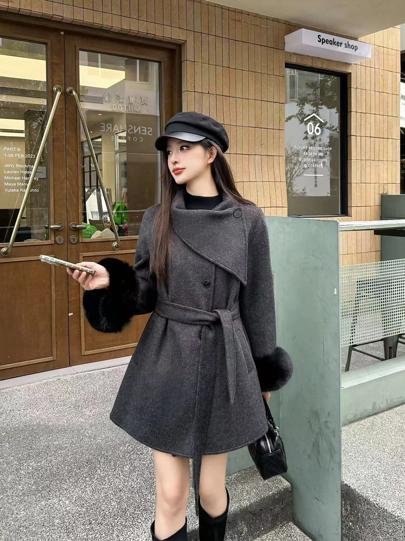 【Valkyvia/悠悠奢品】假日暖阳双面毛呢大衣女高级感温柔外套-2565