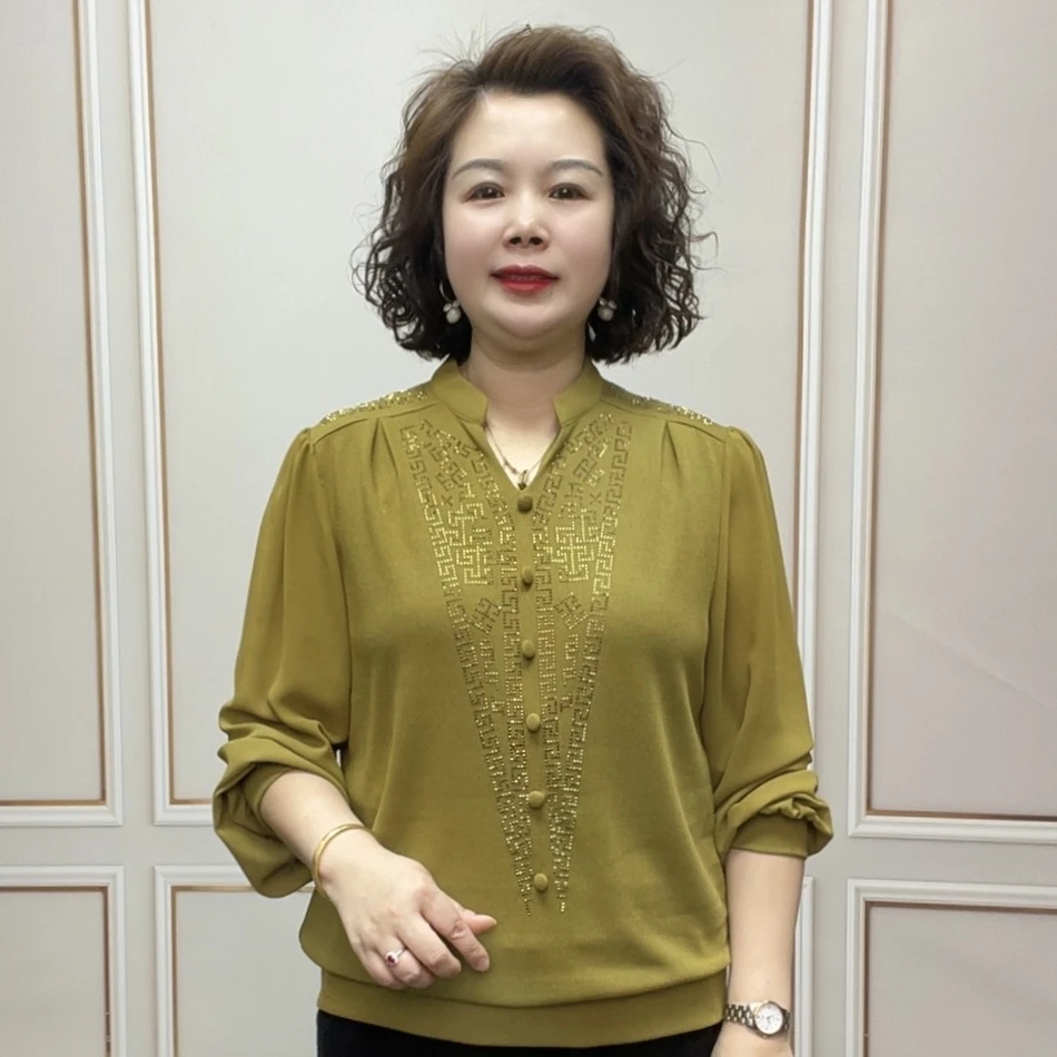 2025春季时尚妈妈装气质宽松洋气显瘦百搭减龄女士打底衫