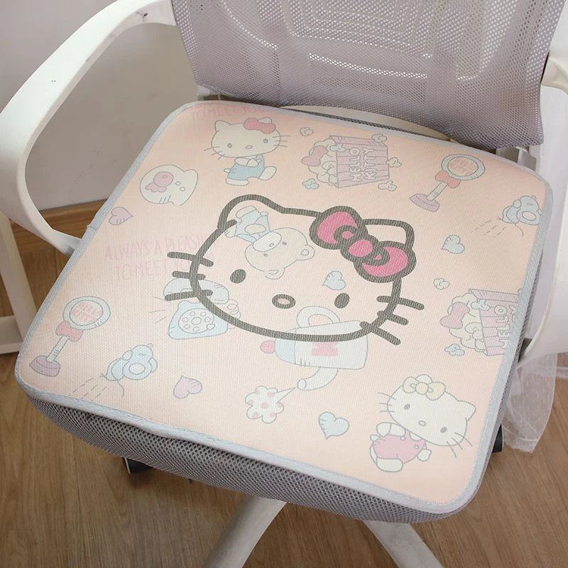 卡通冰丝坐垫夏季办公室久坐透气椅垫学生屁垫凉席椅子垫子凉垫