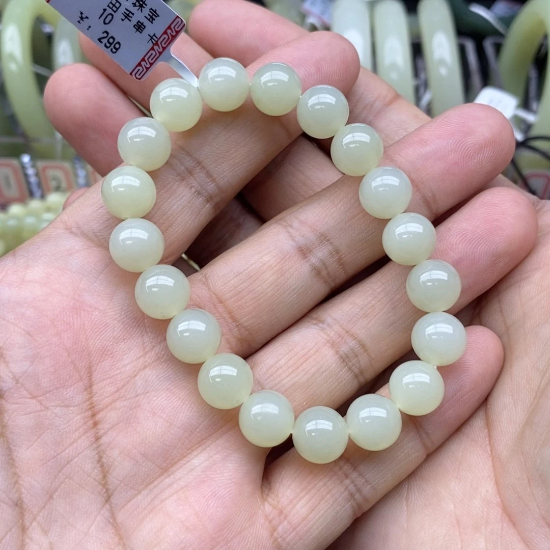 和田玉手串未镶嵌卡10