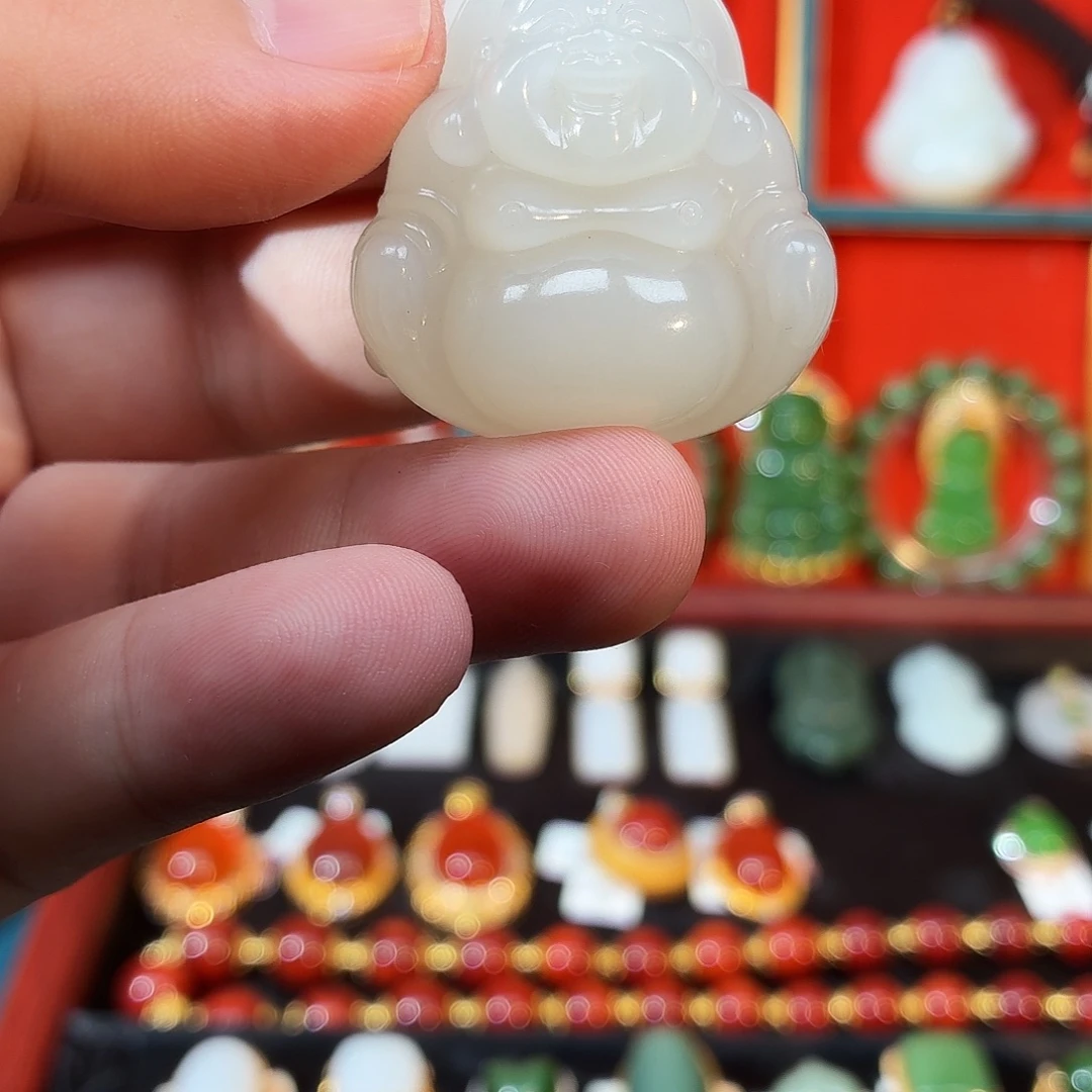 和田玉18K金镶嵌吊坠(不含链)