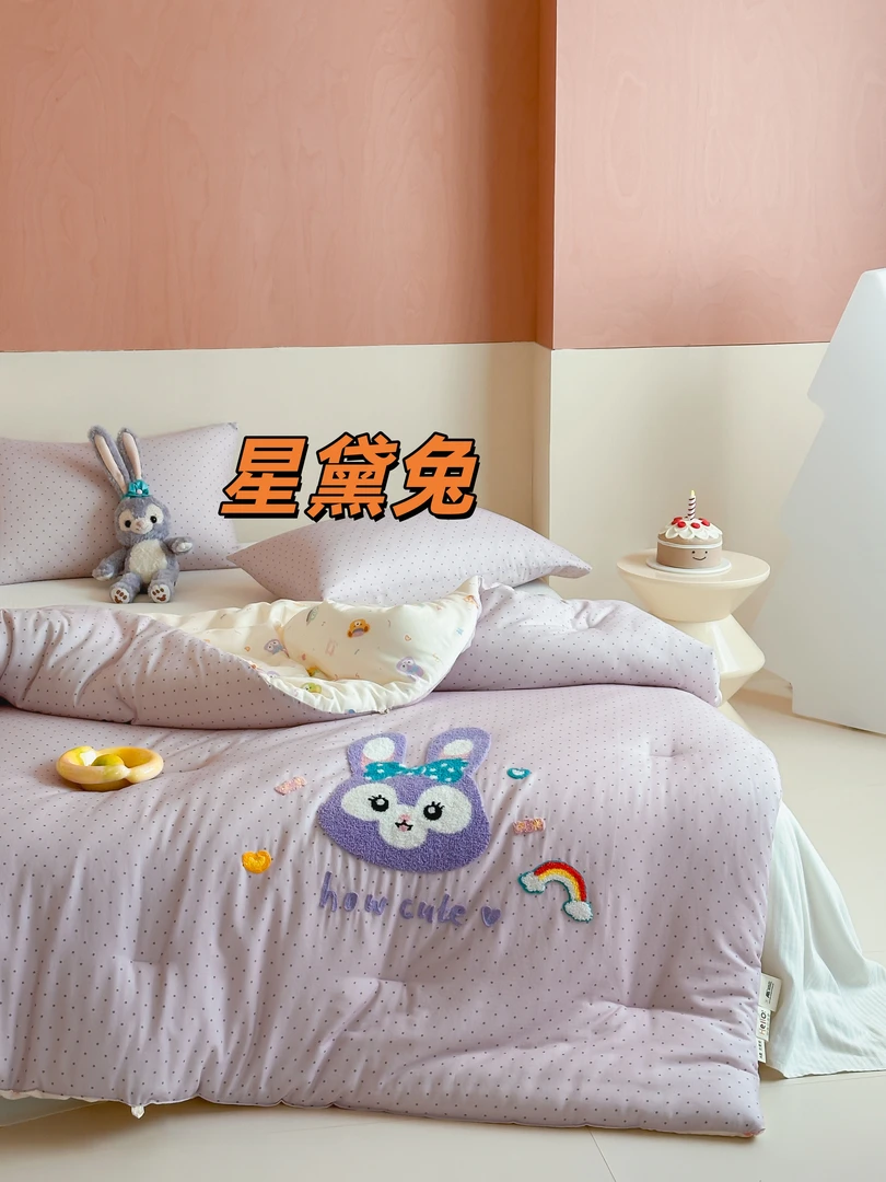 双面款冬被a类全棉双层纱卡通贴布绣被子学生被宿舍幼儿园可机洗