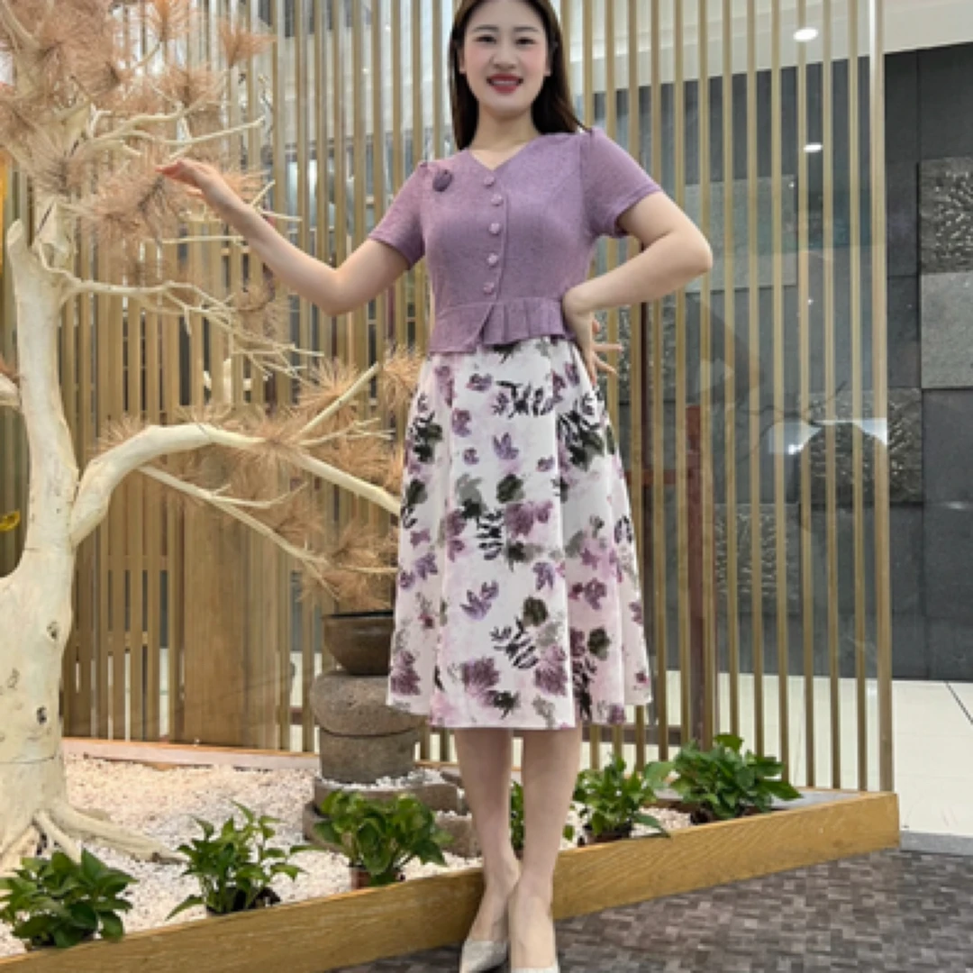 夏季新款2025女装拼接时尚气质假两件连衣裙