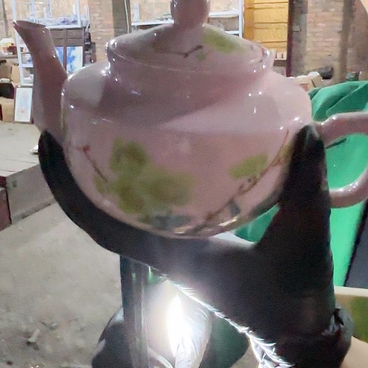 其他陶景德镇高温陶瓷红希希翠竹绿梅壶