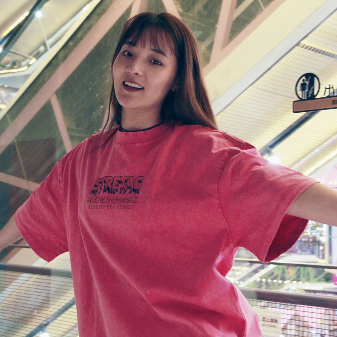 常规款宽松型印花短袖几何T恤学生情侣装半袖百搭潮流