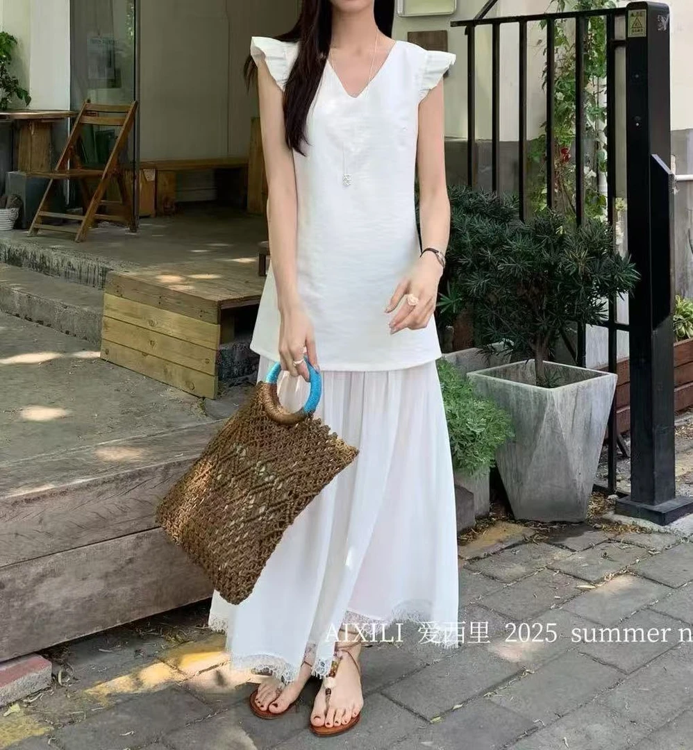 8041号13820#韩系拼接款后背拉链飞袖连衣裙（预）