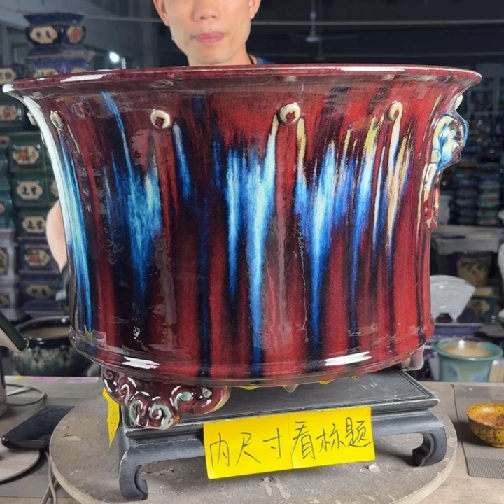 一风堂石湾花盆 内40*25盆口不圆