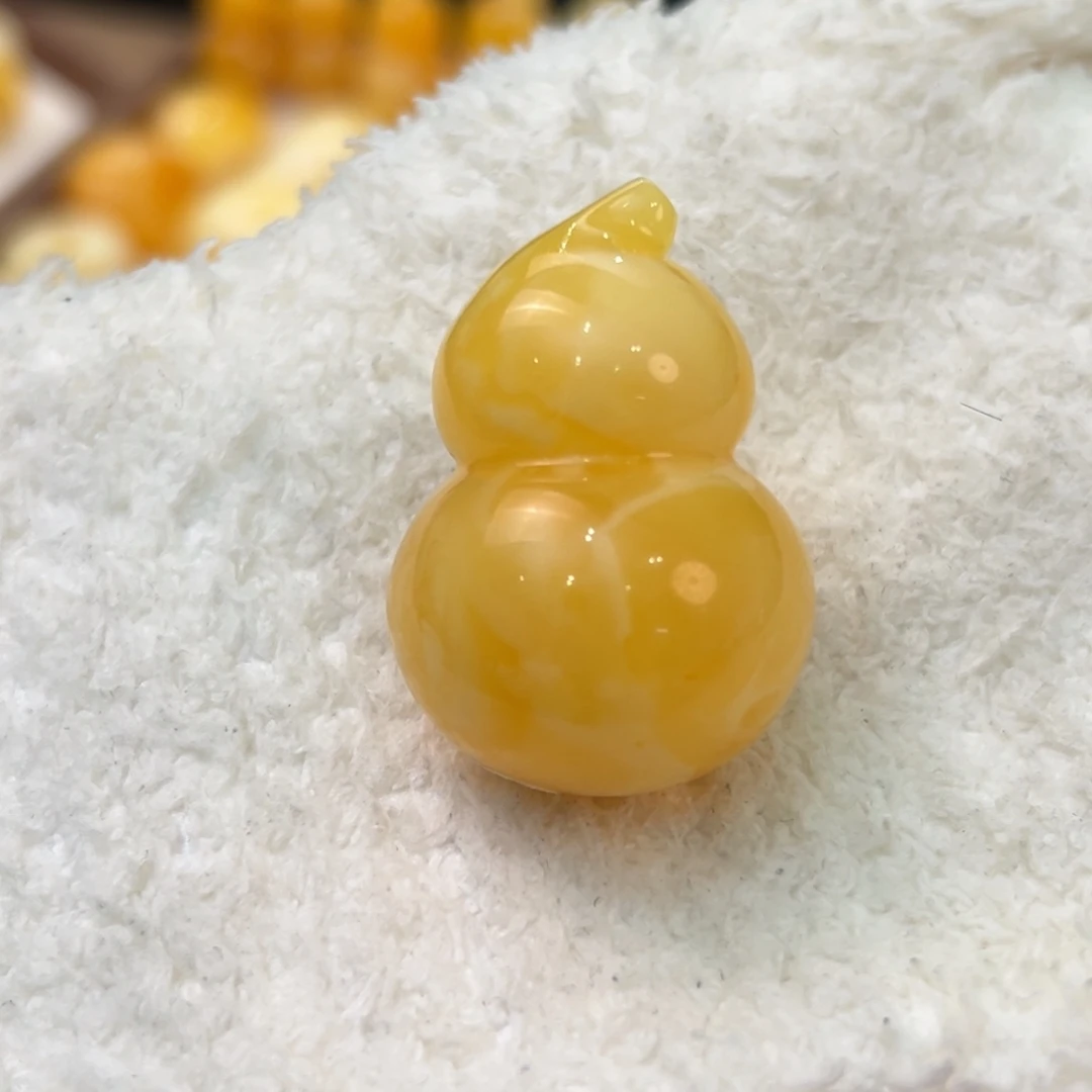 琥珀未镶嵌颈饰焦皮满蜡芒果芝士胖葫芦