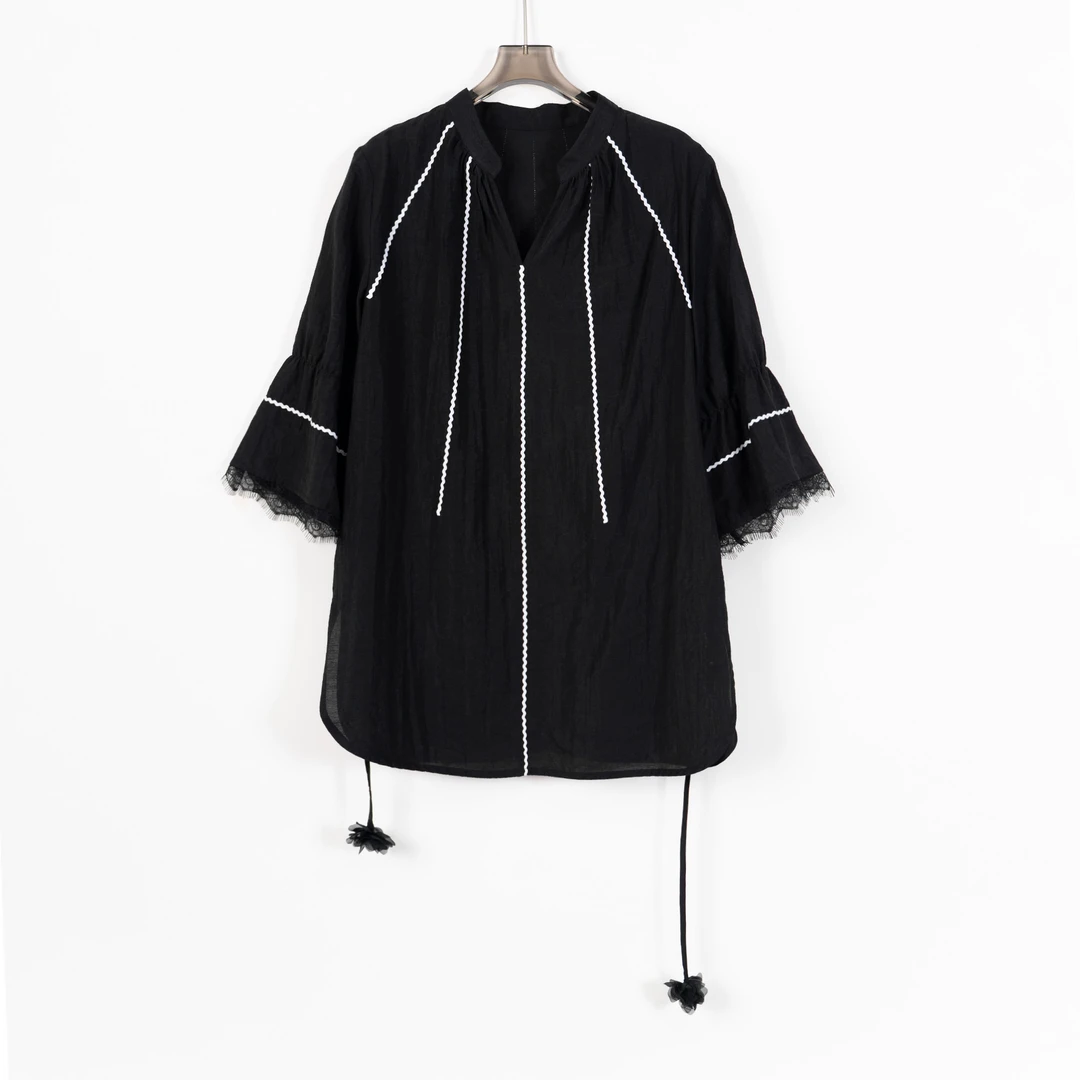 PS250576大码胖MM夏季新款短袖上衣宽松显瘦人棉亚麻透气舒适法式