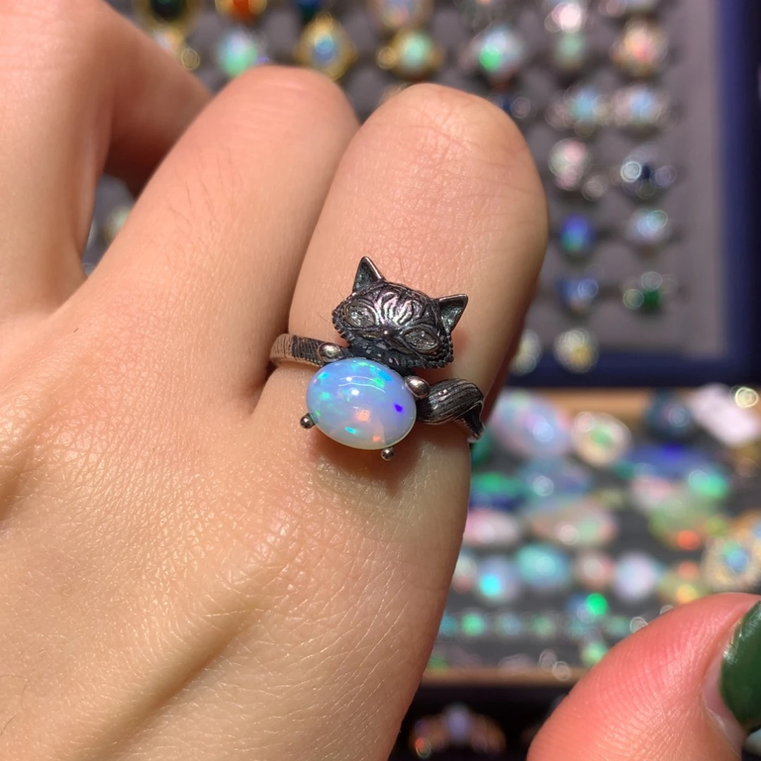 银S925镶嵌欧泊戒指款式