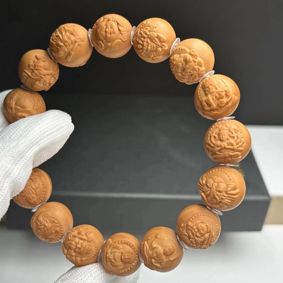 问道文玩「万佛朝宗」毕业级双面立体浮雕工艺猴头手串15mm