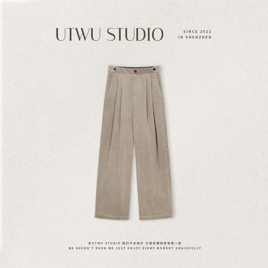 UTWU小敏「松弛至上」棉混纺百搭简约肌理感灯芯绒休闲裤UTAK1089