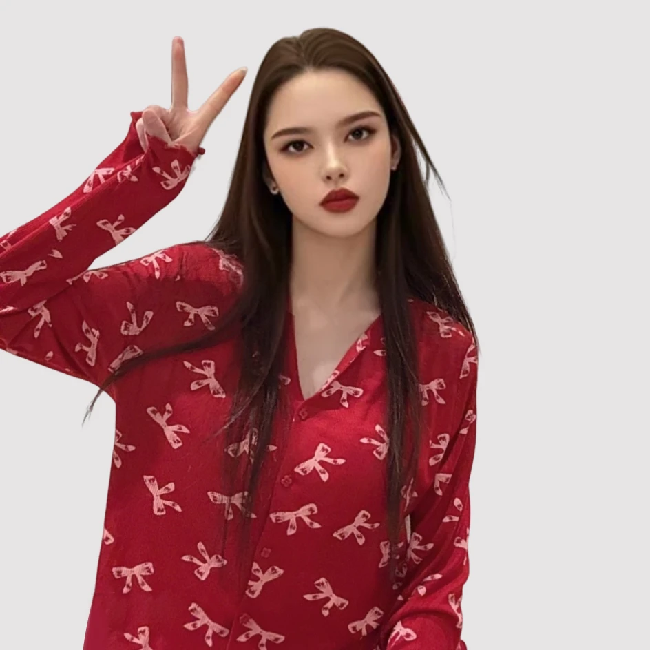 女款 高品质春夏 棉质 家居服薄款时尚套装睡衣