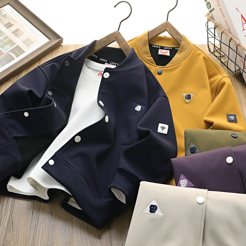 男童外套春秋新款儿童立领夹克衫立领上衣男孩时尚帅气棒球服5825