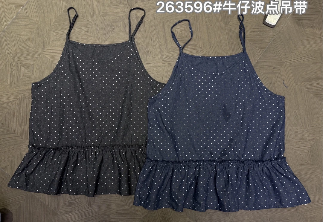 叨叨推荐款#JS#263596#牛仔波点吊带上衣 FL