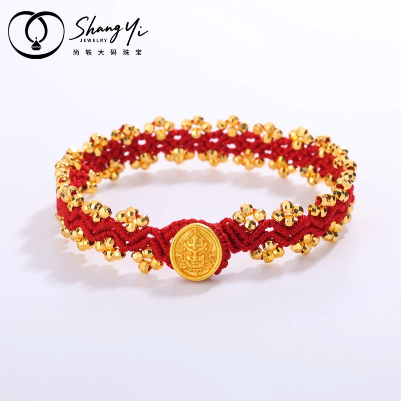 铜合金手链 SL017尚轶大码饰品【红锦】古法配饰红绳编织手链