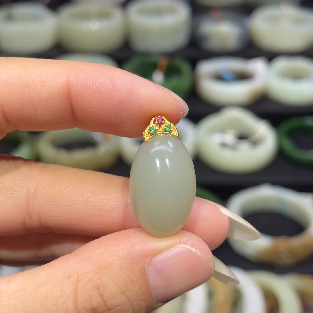 吊坠(不含链)银S925镶嵌和田玉