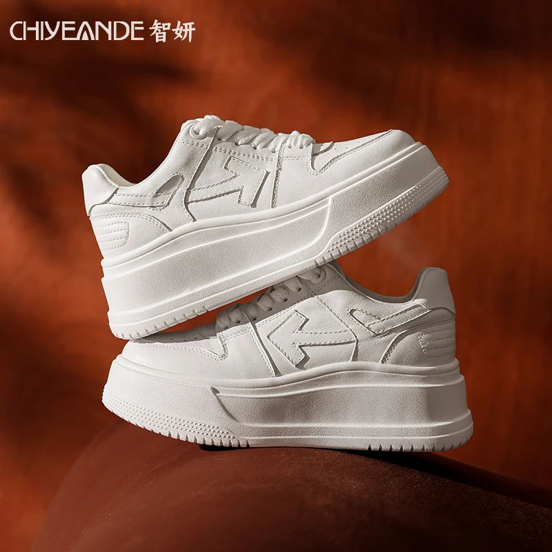 100%真皮小白鞋女2025新款夏季透气网红爆款百搭厚底休闲鞋25039