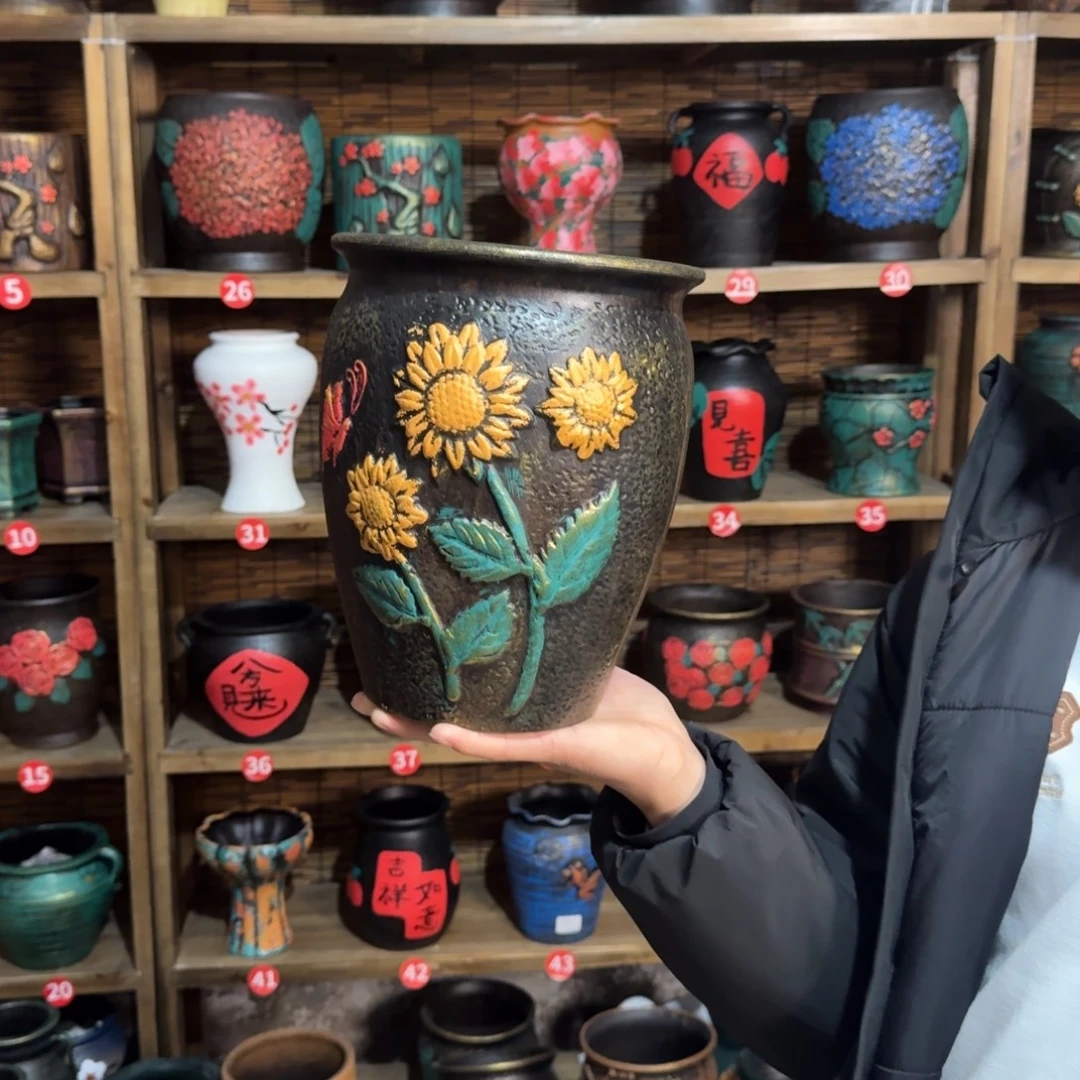 带孔高端浮雕花盆炸炸炸