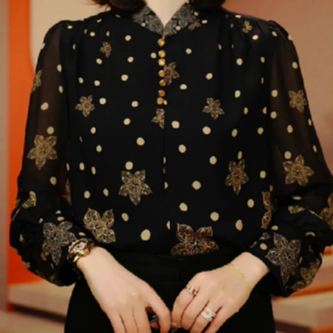 新款小高领衬衣女轻奢优雅洋气减龄时尚百搭衬衫