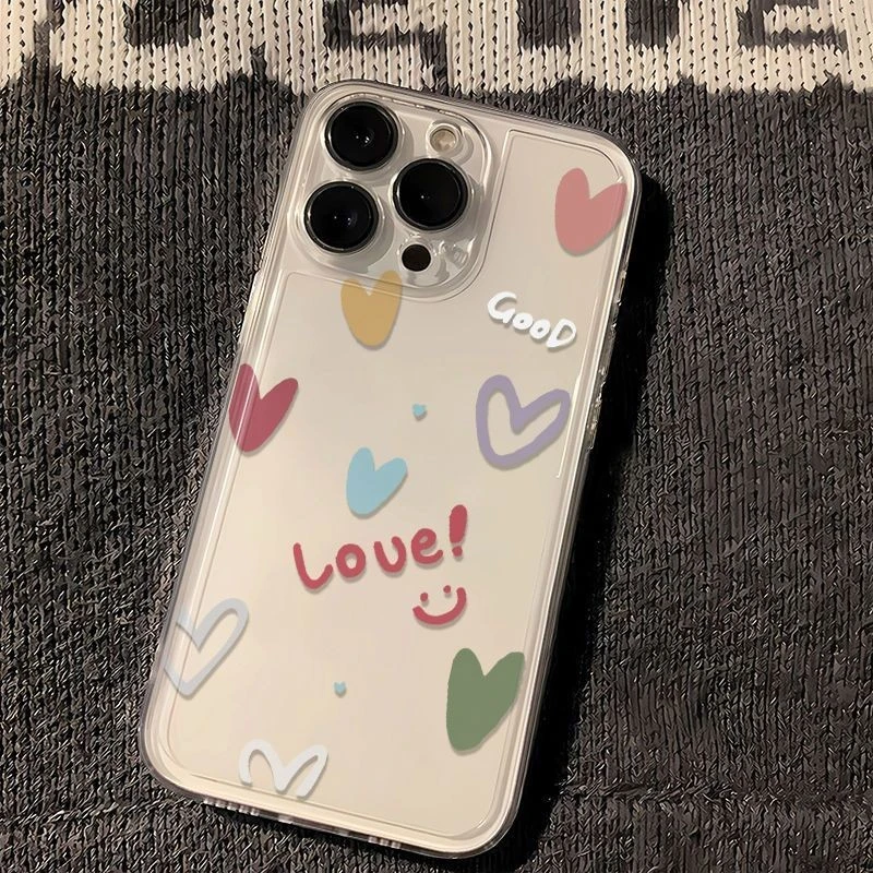 透明太空壳爱心英文适用苹果iPhone16/15/14/13promax手机壳12/11