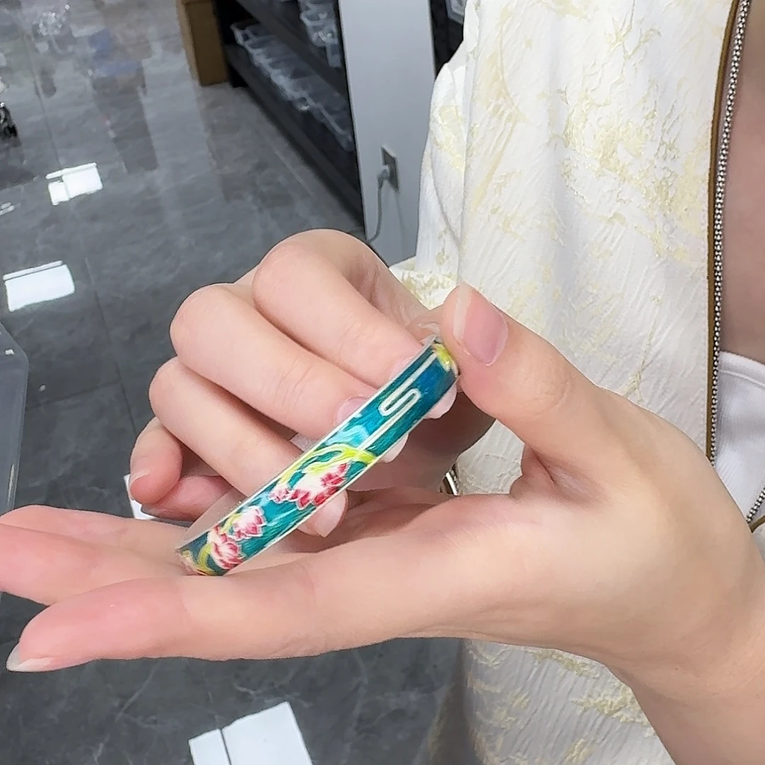 珐琅足银珐琅花朵手镯