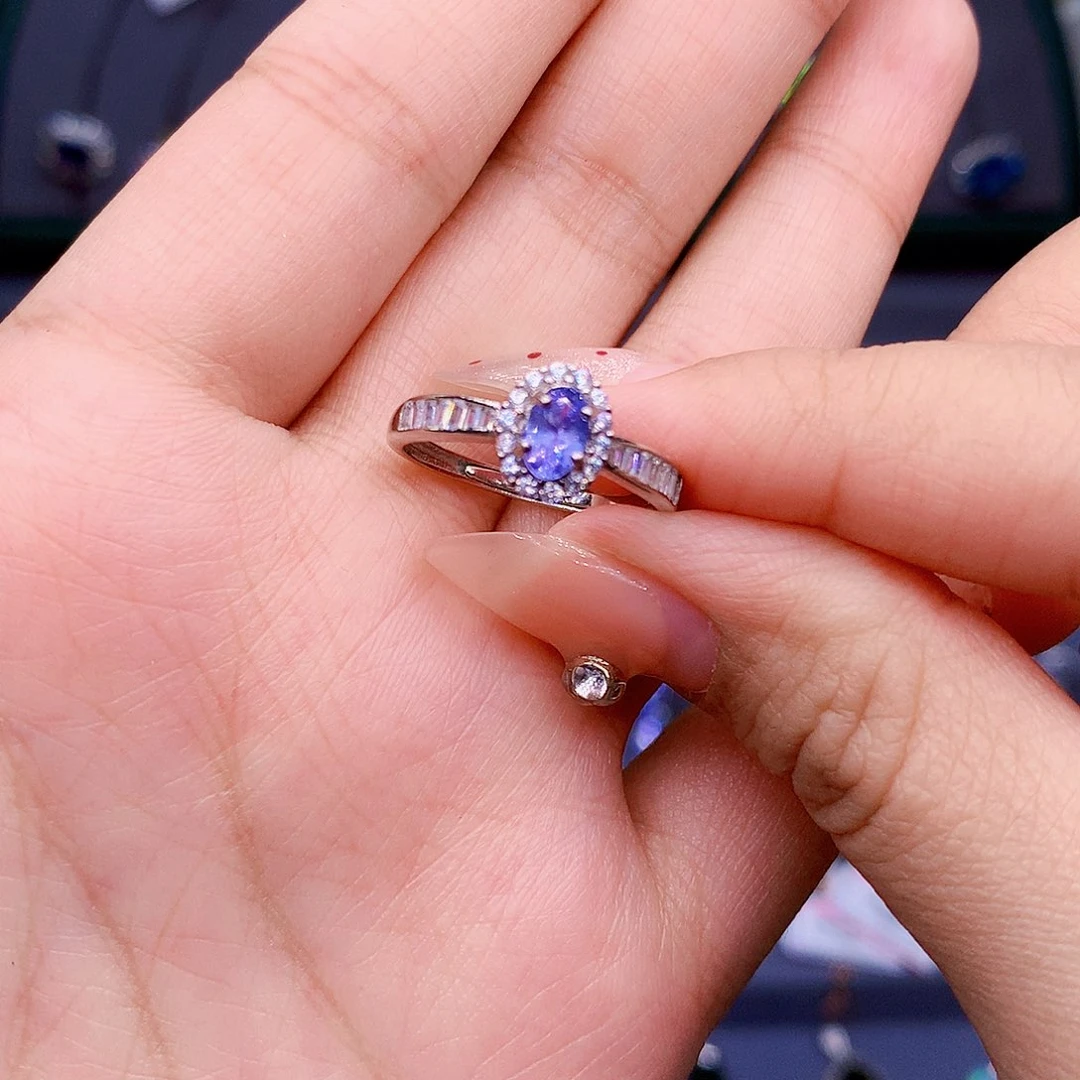 坦桑石戒指银S925镶嵌