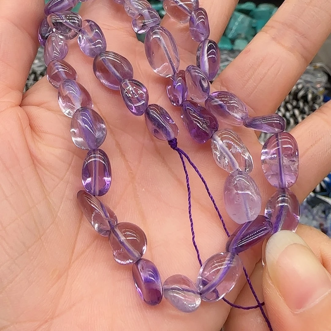 合金玛瑙/玉髓珠宝半成品紫水晶6-8mm一条
