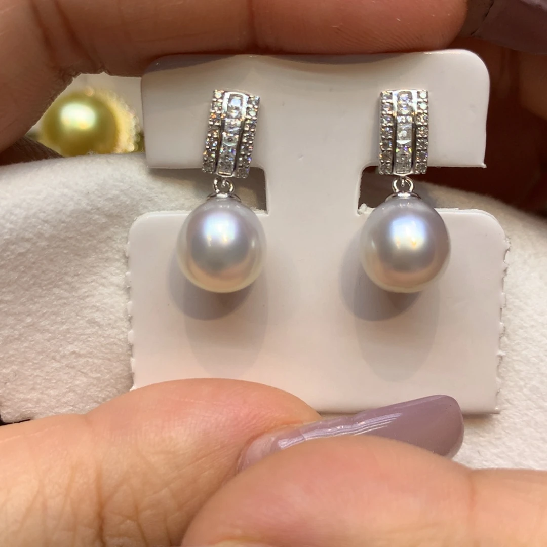 银S925镶嵌耳饰海水珍珠