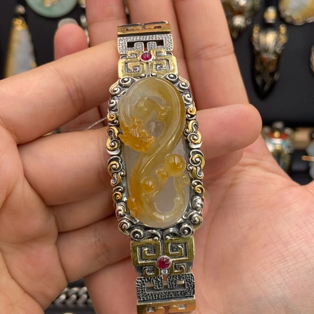 银S925镶嵌手链翡翠