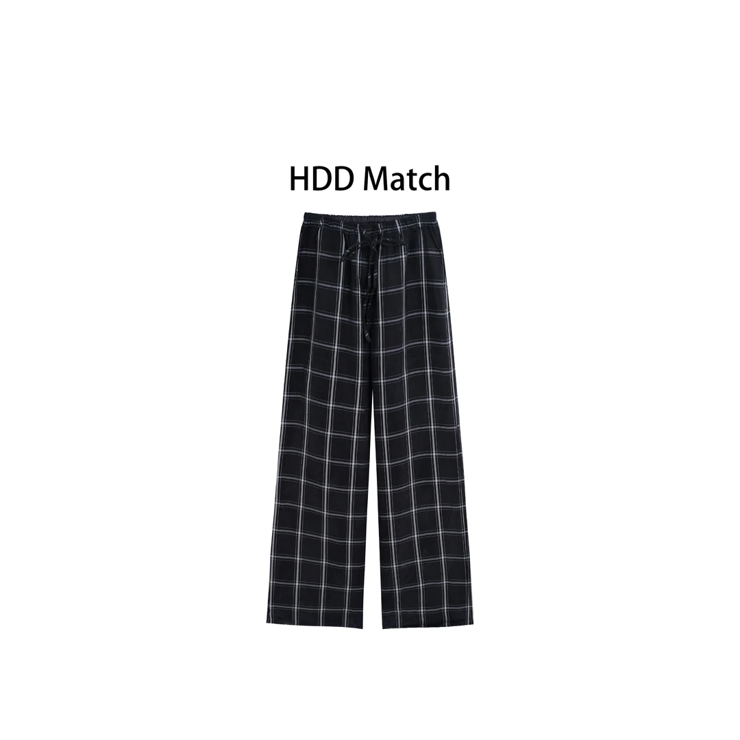 HDD "格子旋律"  夏季女款格子小众气质休闲裤  Y8218