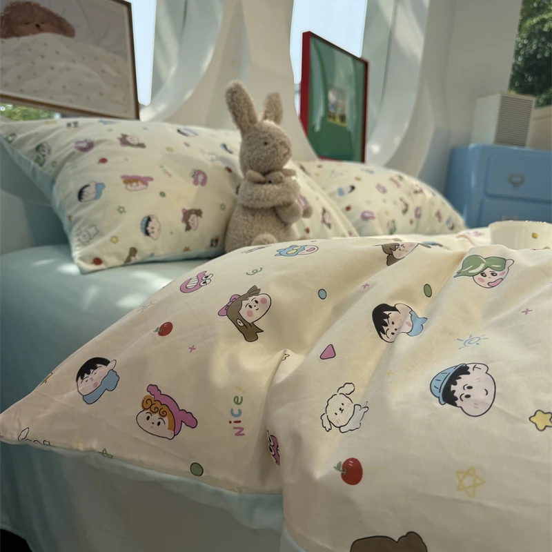 易安阁ins卡通少女心棉加宝宝绒小新四件套1.5m1.8秋冬保暖三件套