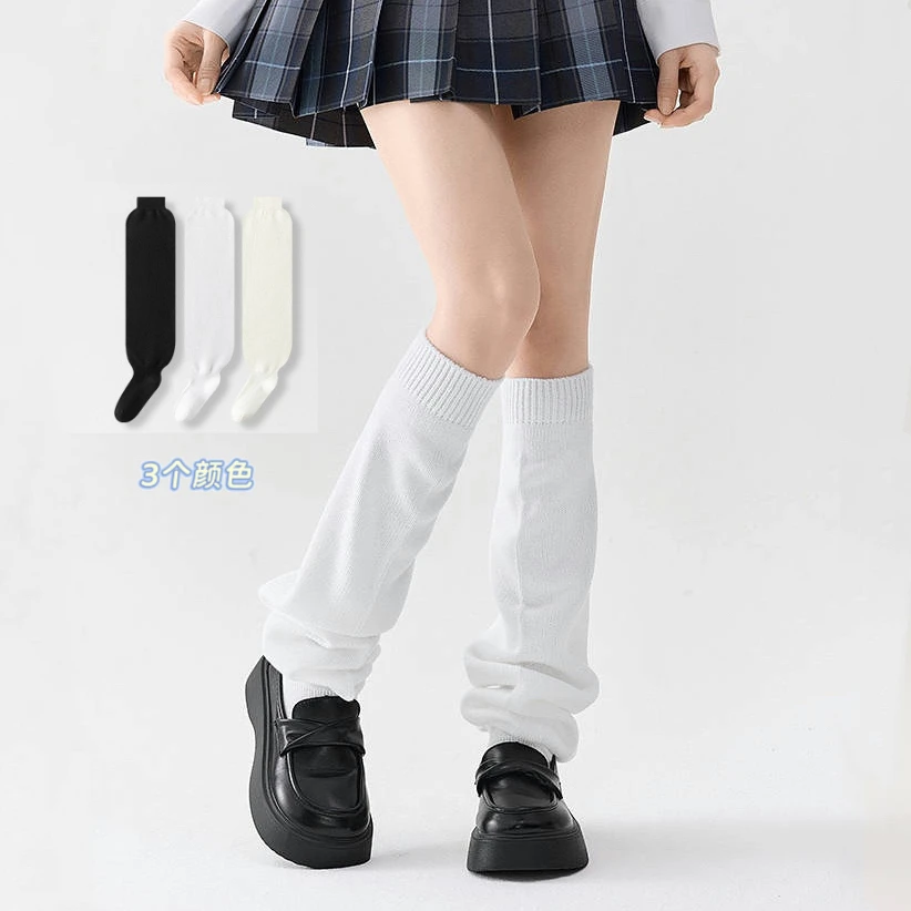 平板泡泡袜日系大象袜针织显瘦奶白樱花妹jk学生堆堆袜连脚女袜子