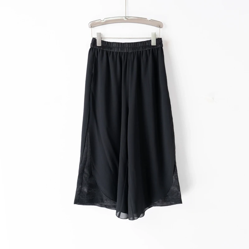 PK250468新款气质重工醋酸面料裤子松紧腰阔腿裤小众设计师款