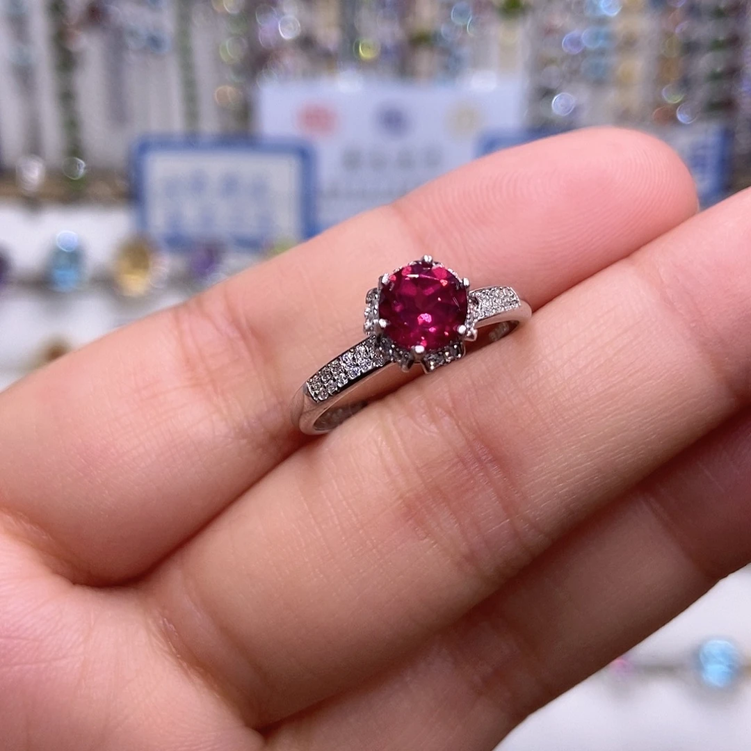 石榴石戒指银S925镶嵌