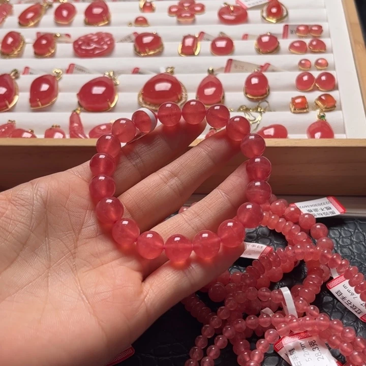 菱锰矿（红纹石）未镶嵌手绳