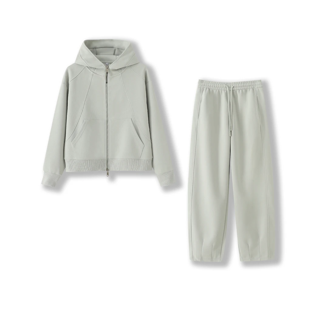 【MOMO】春季新款好看百搭拉链开衫外套弯刀裤休闲套装8152