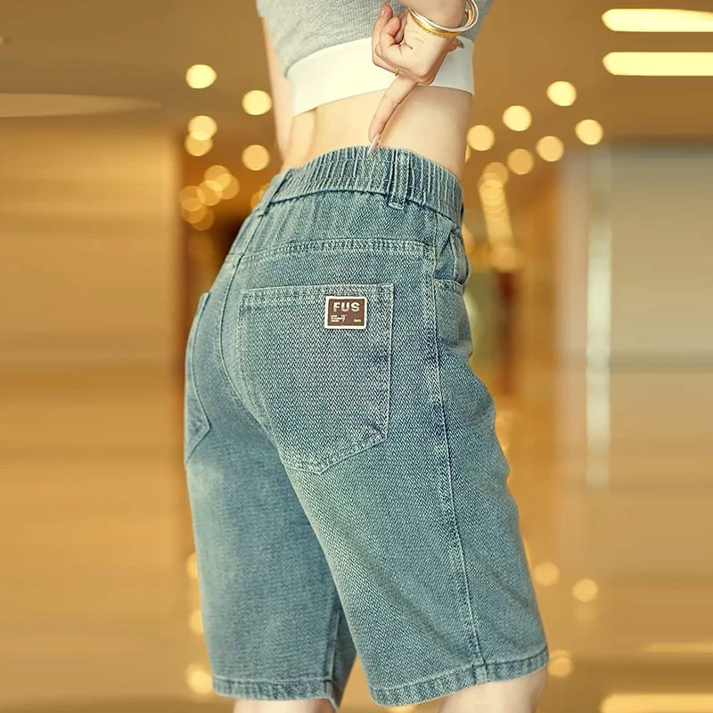 接潮美式复古夏季薄款星空纹牛仔短裤男款直筒宽松休闲五分中裤子