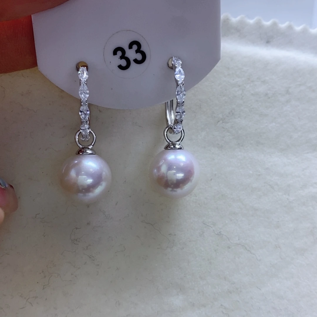 淡水珍珠耳饰银S925镶嵌