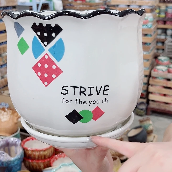 陶瓷花盆有带冰裂效果