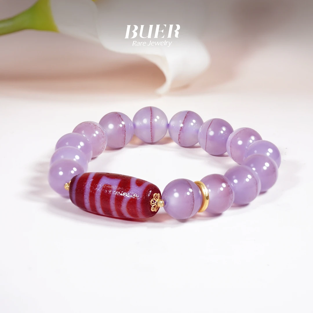 【不二】红肉息增怀珠珠18K金DIY紫一线手串12mm+  (多样性发)